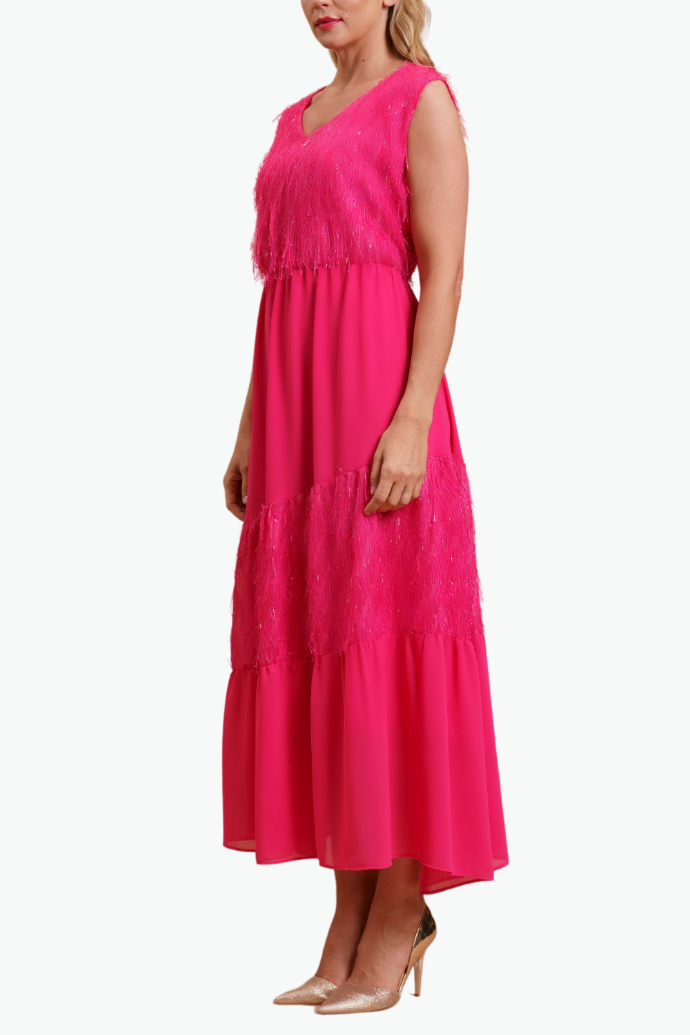 ABITO LUNGO CON TAGLI E FUSCIACCA