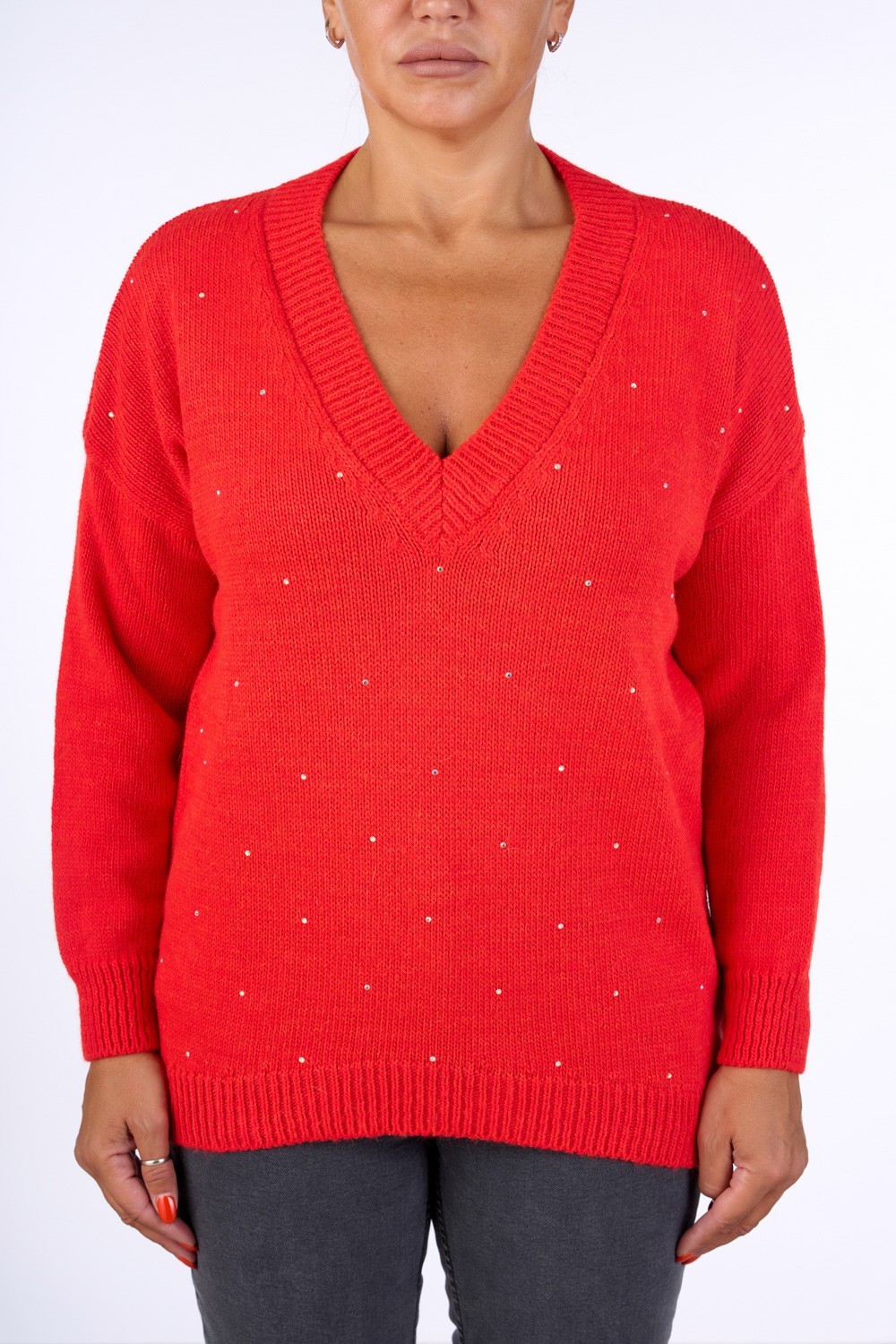 PULL SCOLLO A V CON STRASS