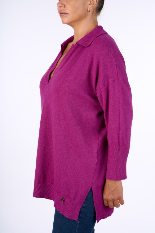 PULL CON COLLETTO E SPACCHETTI