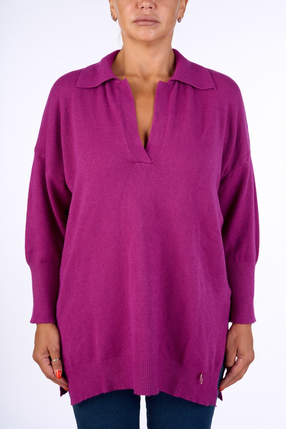 PULL CON COLLETTO E SPACCHETTI