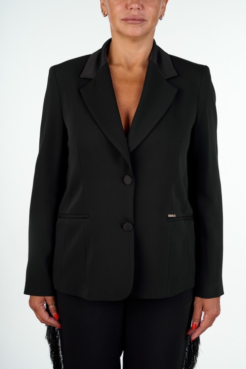 GIACCA MONOPETTO CON COLLO IN RASO