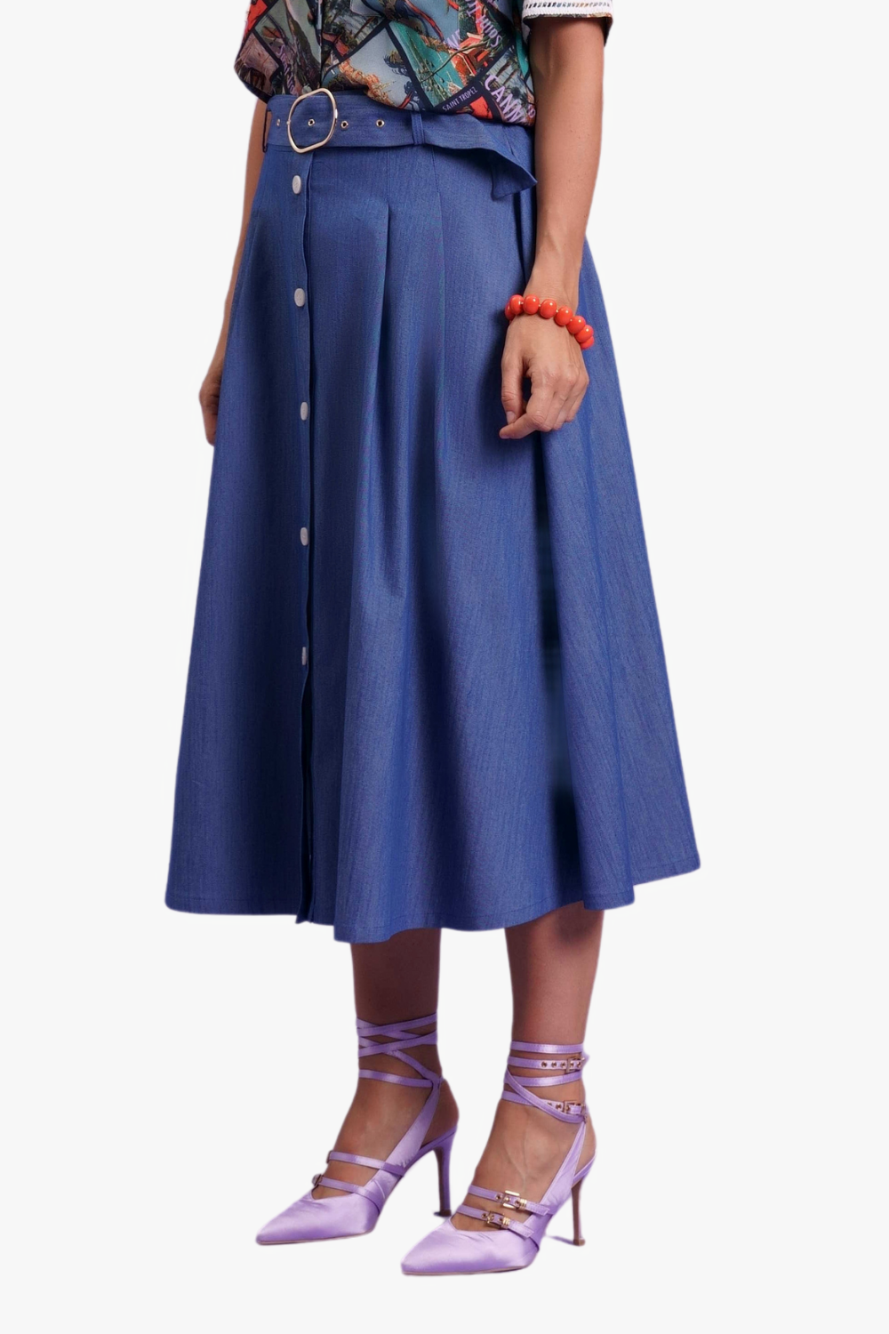 GONNA CON BOTTONI E CINTURA