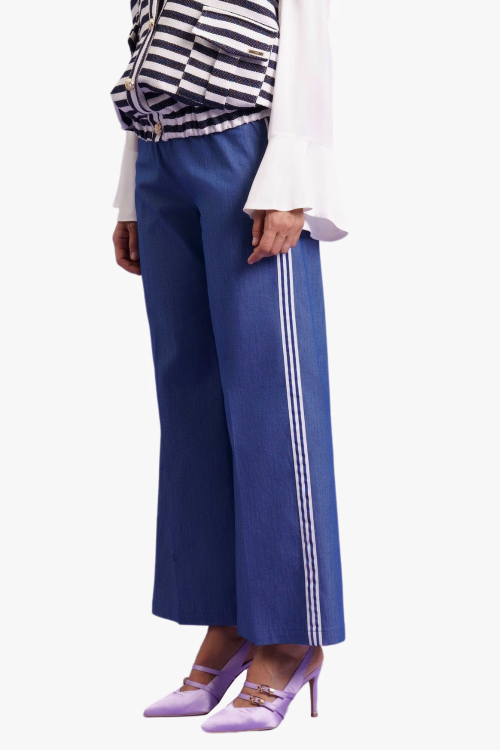 PANTALONE PALAZZO CON GROSS GRAIN