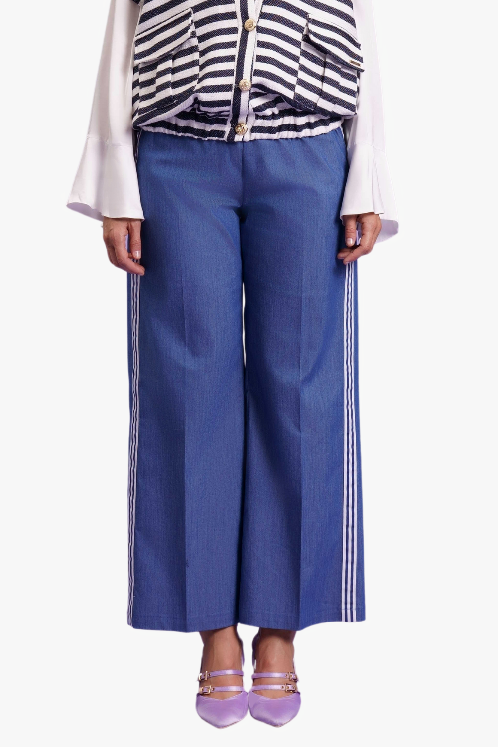 PANTALONE PALAZZO CON GROSS GRAIN